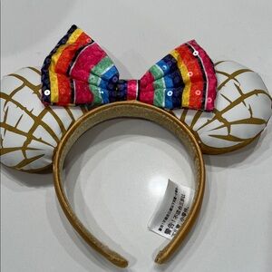 TOKYO DISNEY Multicolor Sequin Bow Headband with Gold Ears